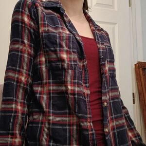 Plaid Flannel Shirt with Red Accents